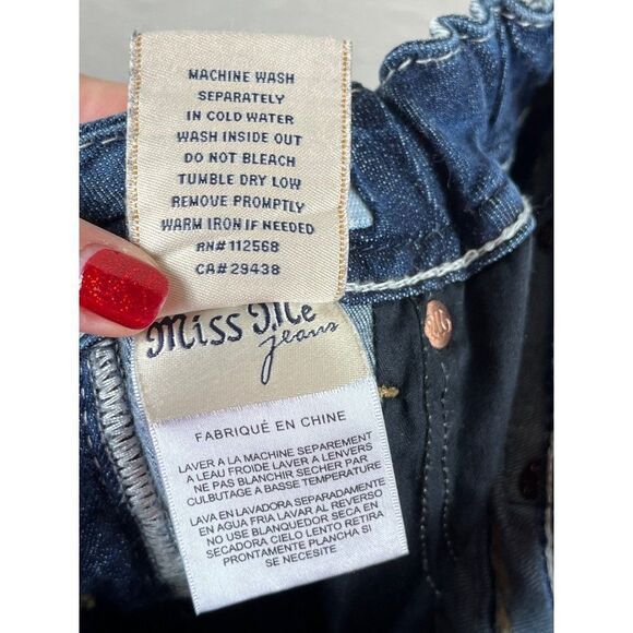 Miss Me Signature Boot Cut Bling Flap Pocket Medium Wash Jeans 27x29.5 *ALTERED* - Picture 13 of 16